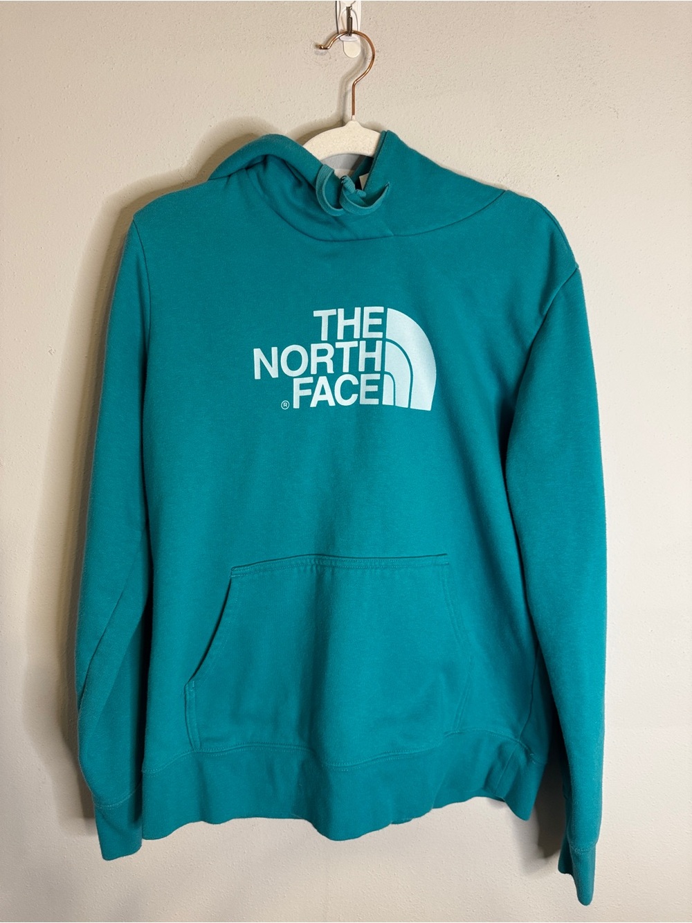 The North Face Teal Pullover Hoodie with White Logo